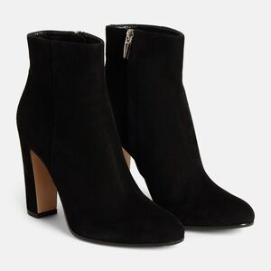 Gianvito Rossi Suede Round-Toe Booties, Size 39